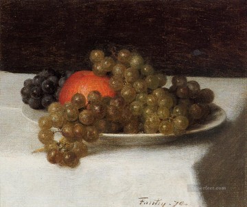 Henri Fantin Latour Painting - Apples and Grapes still life Henri Fantin Latour